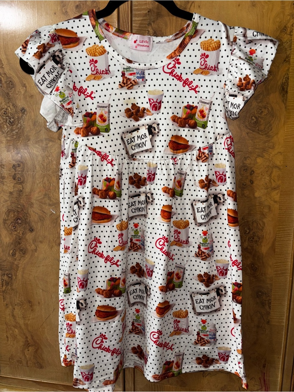 Chick-fil-A Print White Kids Dress - size 10 Girls